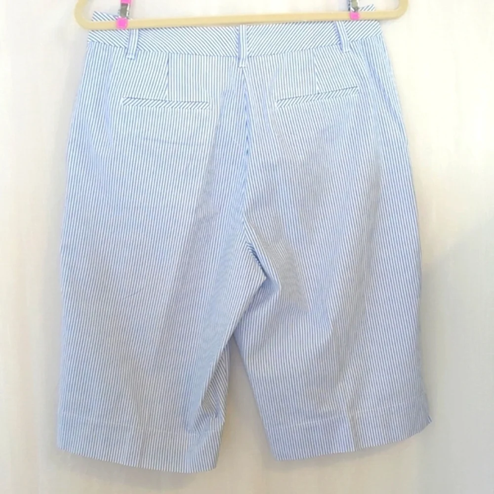 Talbot's Blue And White Striped Cotton Shorts 10 New